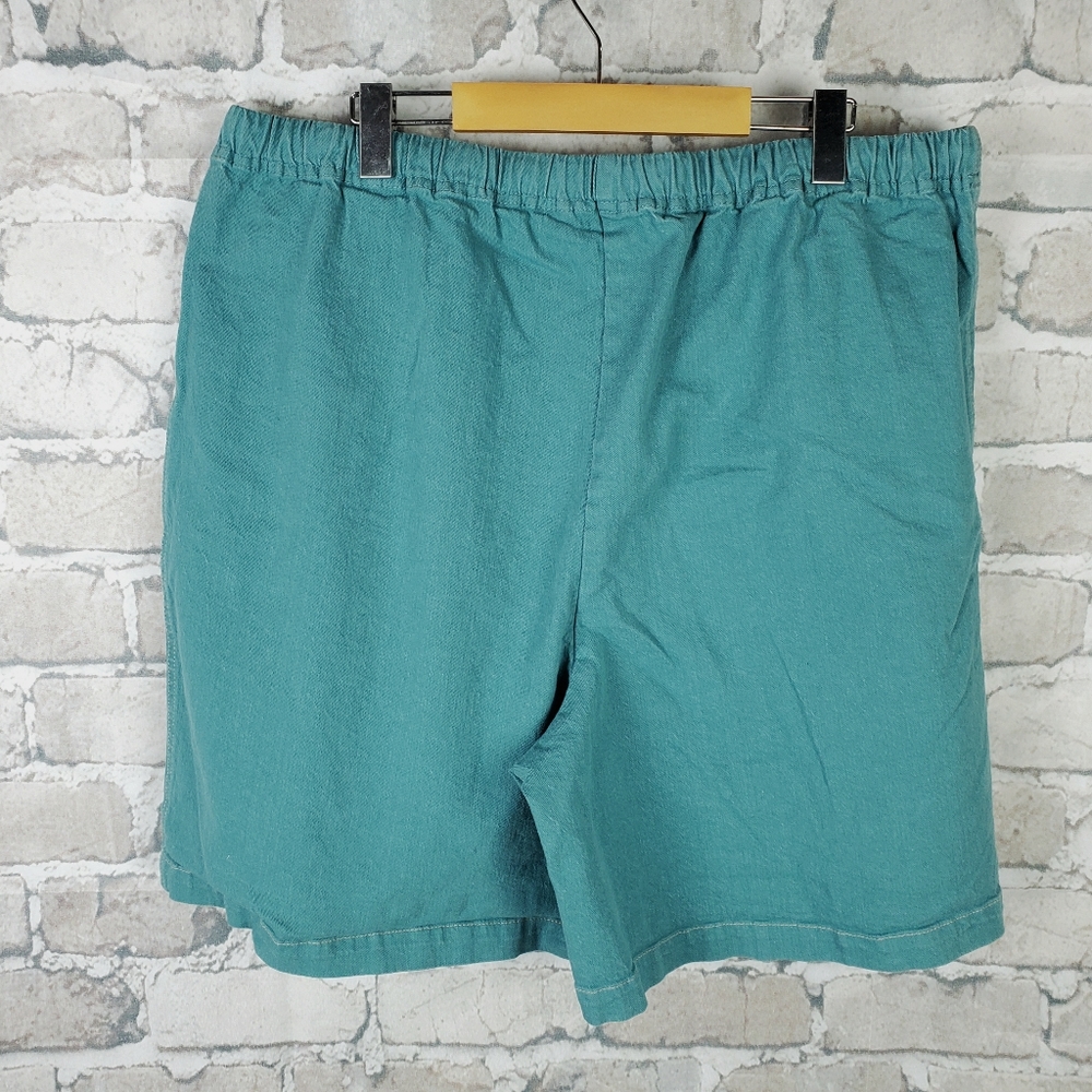 Vintage Orvis Shorts Teal Green High Rise Mom Elastic Drawstring Waist Cotton XL - Picture 5 of 7